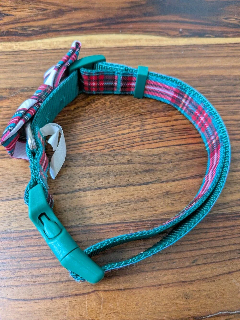 Maxbone Plaid Bow Tie Dog Collar Green Red Holiday Size Large